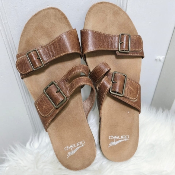 DANSKO Vintage Comfort Wedge Heeled Leather Open Toe Sandals Size 8.5🌴 - Picture 10 of 11